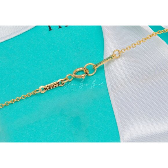 Tiffany & Co. Elsa Peretti 18K Gold Diamond Open Heart Necklace 29 Diamonds 16" - Picture 9 of 9